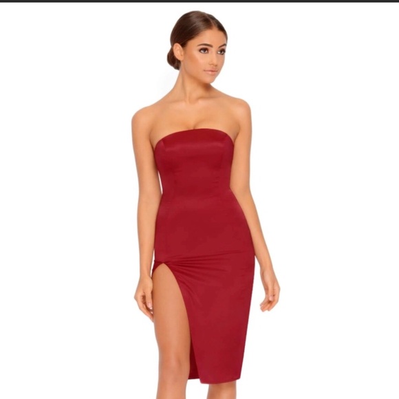 Oh Polly Silk Dress Thigh Slit 